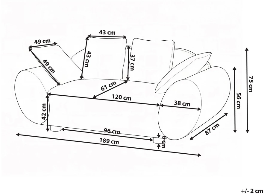 Beliani Dvivietė sofa RINGEL šviesiai smėlio spalvos