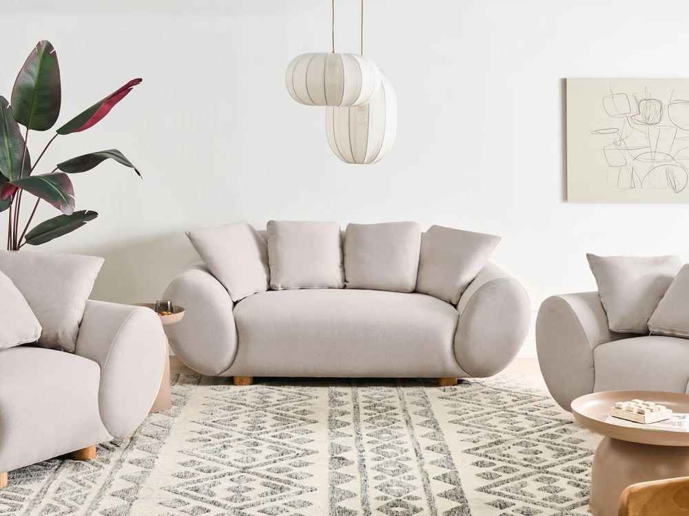 Beliani Dvivietė sofa RINGEL šviesiai smėlio spalvos