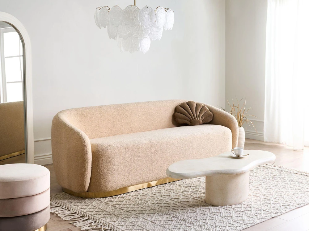 Beliani Dvivietė sofa SIPO, smėlio spalvos boucle audinys