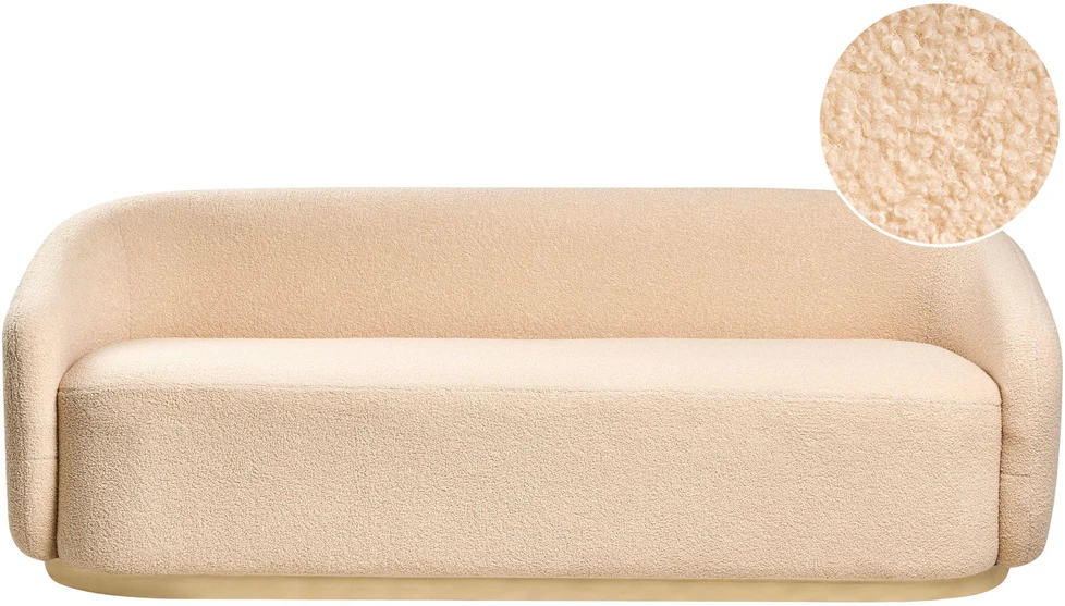 Beliani Dvivietė sofa SIPO, smėlio spalvos boucle audinys