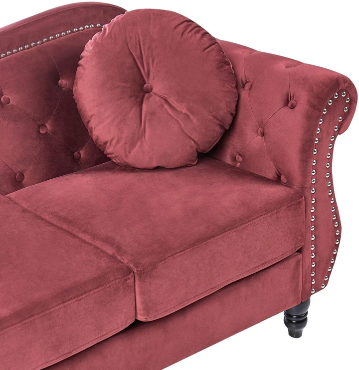 Beliani Dvivietė sofa SKIEN, aksominė, vyšninės spalvos