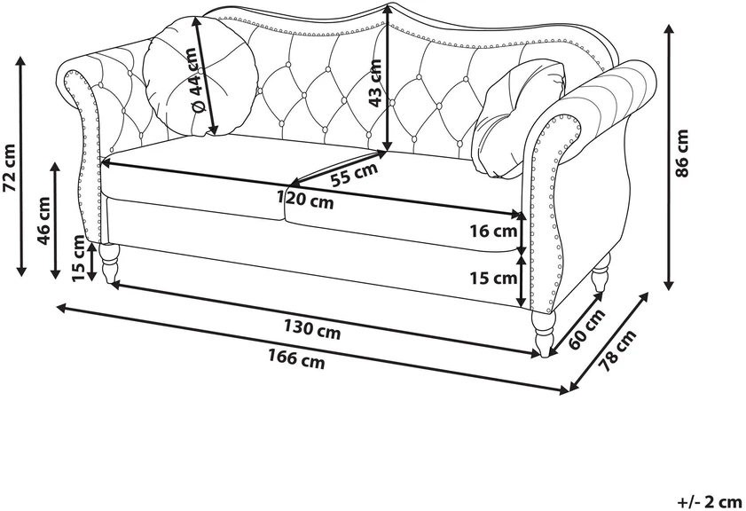 Beliani Dvivietė sofa SKIEN, aksominė, vyšninės spalvos