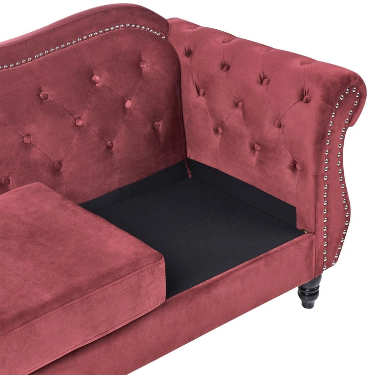 Beliani Dvivietė sofa SKIEN, aksominė, vyšninės spalvos
