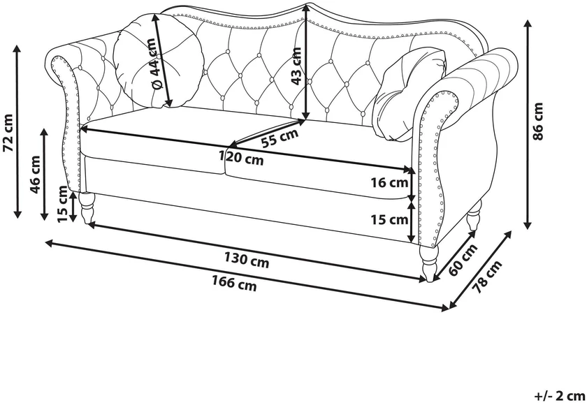 Beliani Dvivietė sofa SKIEN, juodas veliūras