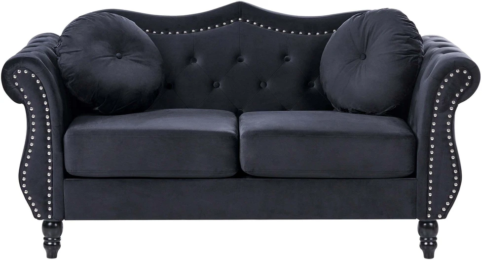 Beliani Dvivietė sofa SKIEN, juodas veliūras