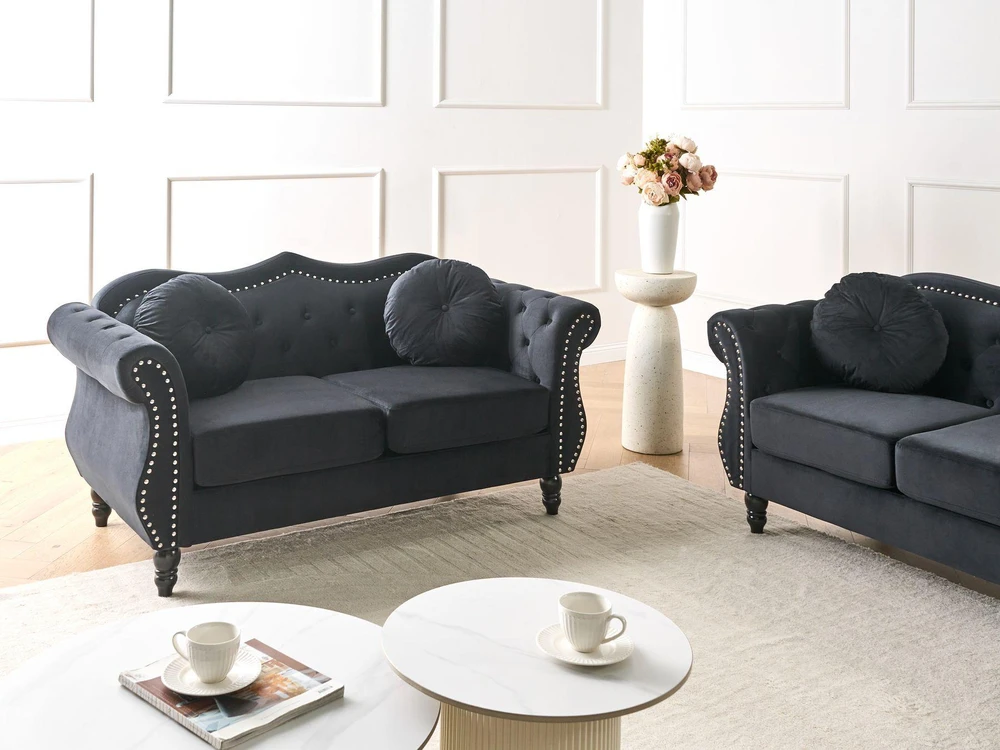 Beliani Dvivietė sofa SKIEN, juodas veliūras