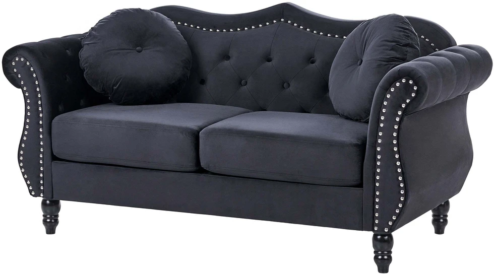 Beliani Dvivietė sofa SKIEN, juodas veliūras