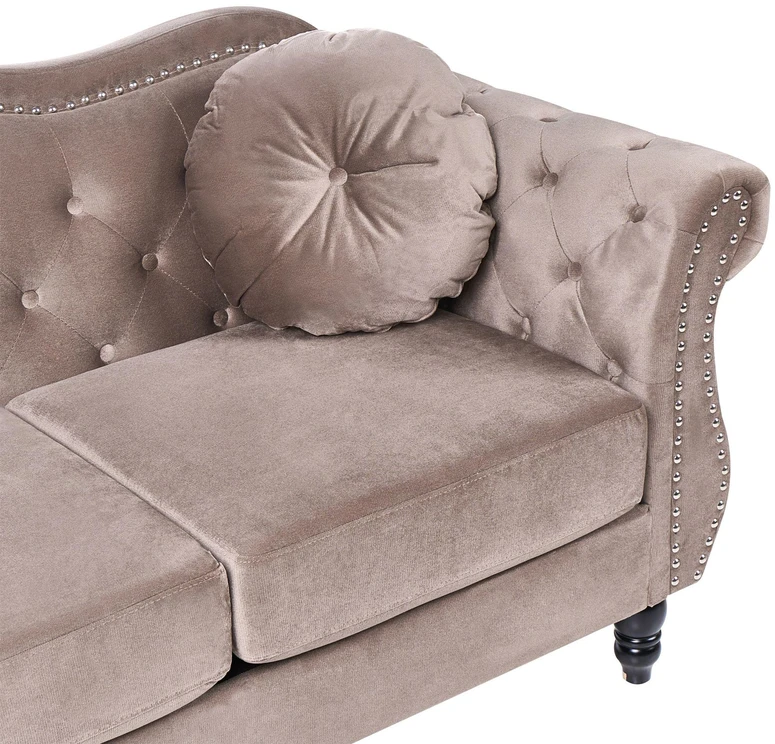 Beliani Dvivietė sofa SKIEN, veliūras, smėlio ir juodos spalvos