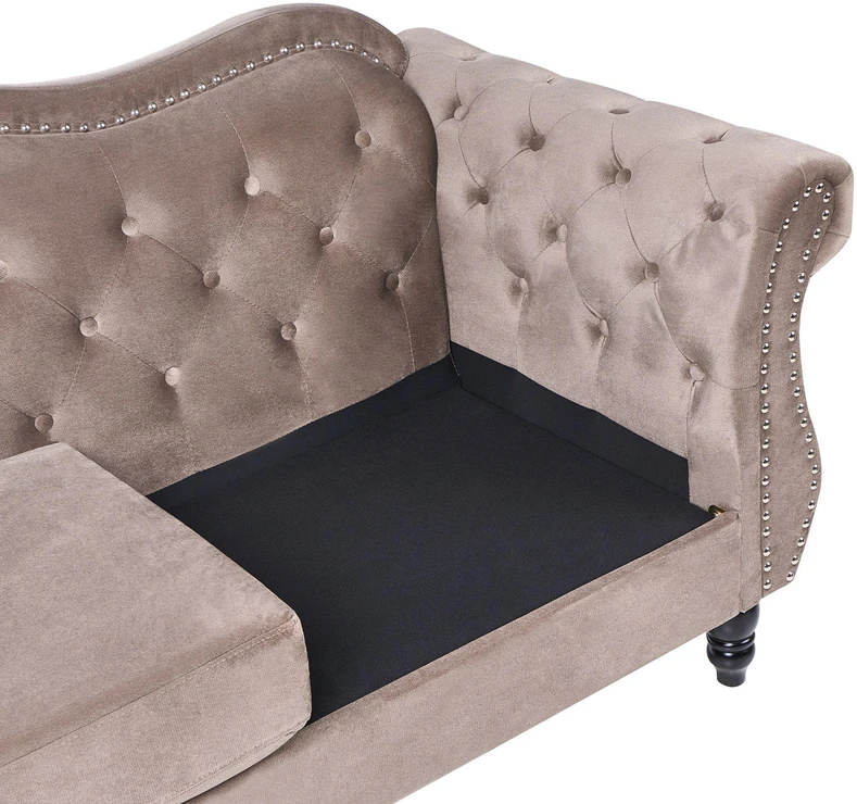 Beliani Dvivietė sofa SKIEN, veliūras, smėlio ir juodos spalvos