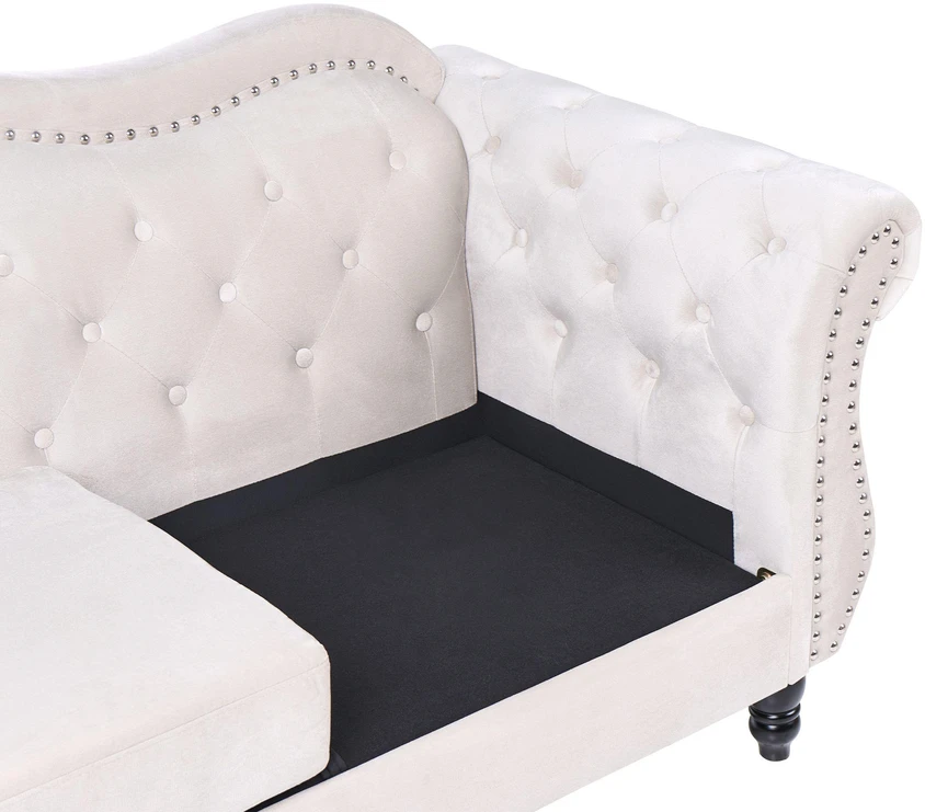 Beliani Dvivietė sofa SKIEN veliūrinė šviesiai smėlio spalvos