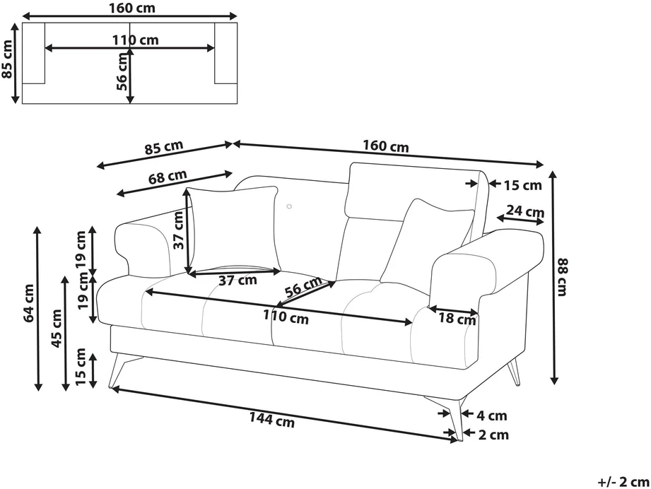 Beliani Dvivietė sofa SKIVE šviesiai ruda