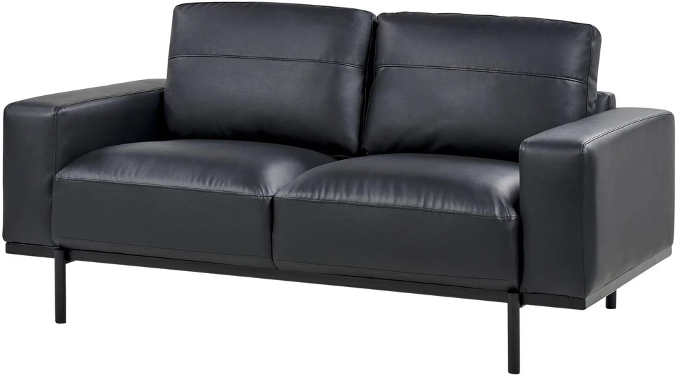 Beliani Dvivietė sofa SOVIK iš dirbtinės odos, juoda