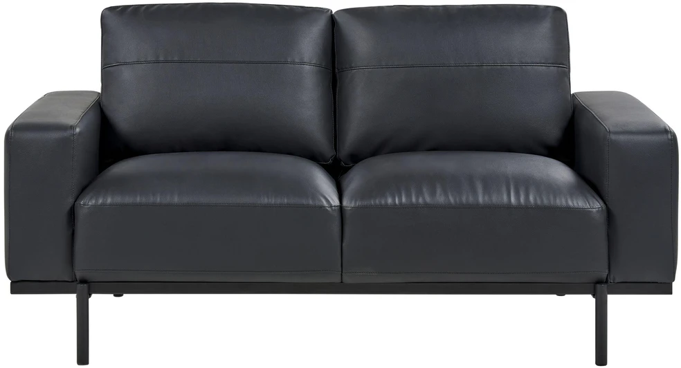 Beliani Dvivietė sofa SOVIK iš dirbtinės odos, juoda