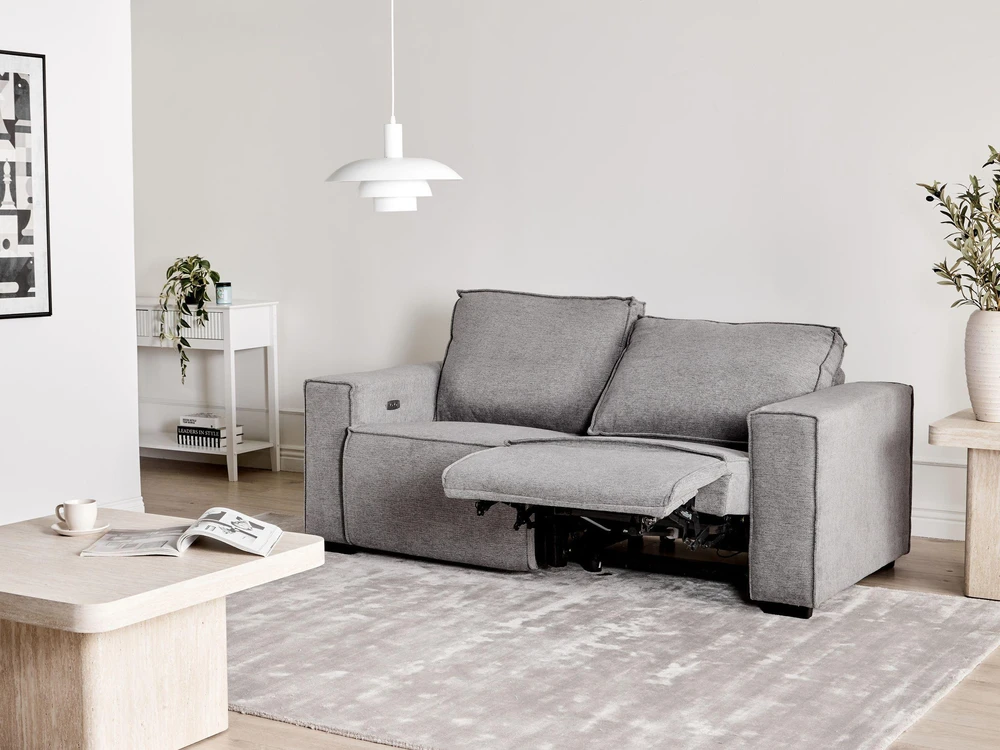 Beliani Dvivietė sofa su elektrine atsipalaidavimo funkcija NUKARI pilkos spalvos