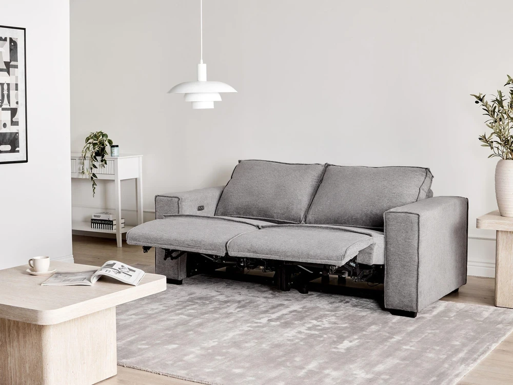 Beliani Dvivietė sofa su elektrine atsipalaidavimo funkcija NUKARI pilkos spalvos