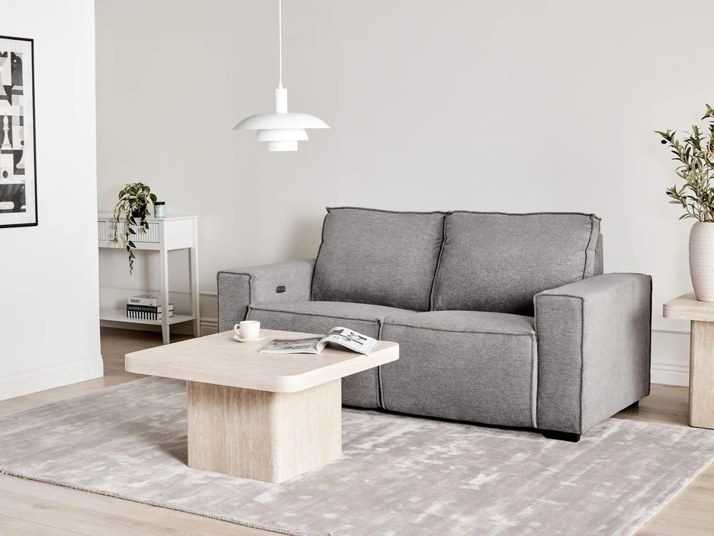 Beliani Dvivietė sofa su elektrine atsipalaidavimo funkcija NUKARI pilkos spalvos
