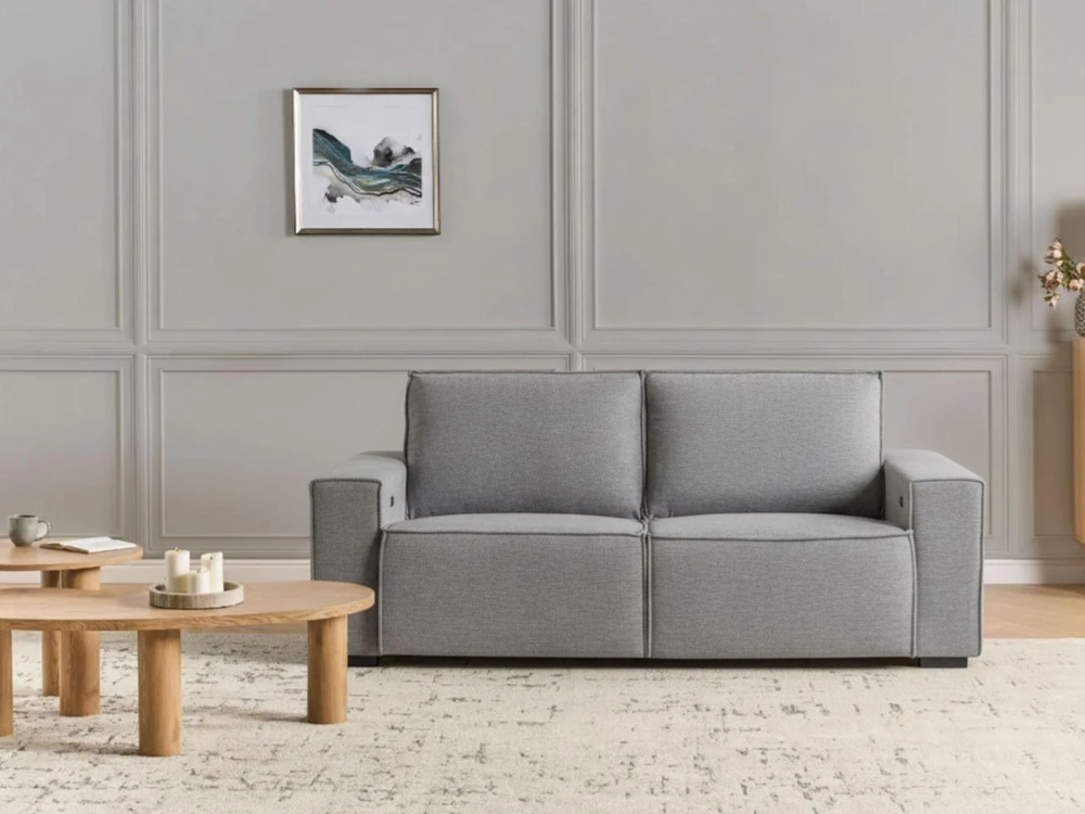Beliani Dvivietė sofa su elektrine atsipalaidavimo funkcija NUKARI pilkos spalvos