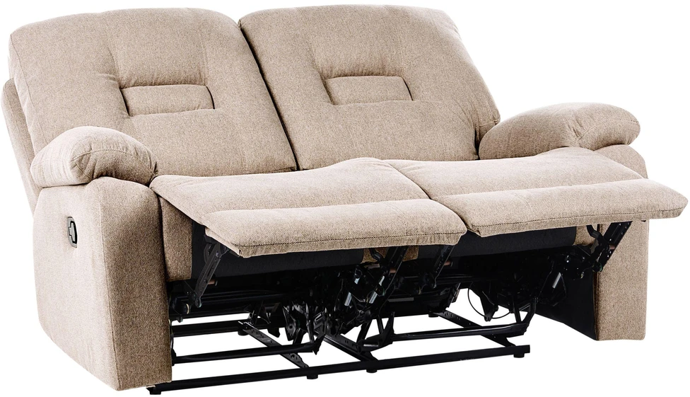 Beliani Dvivietė sofa su mechanine atsipalaidavimo funkcija BERGEN smėlio spalvos