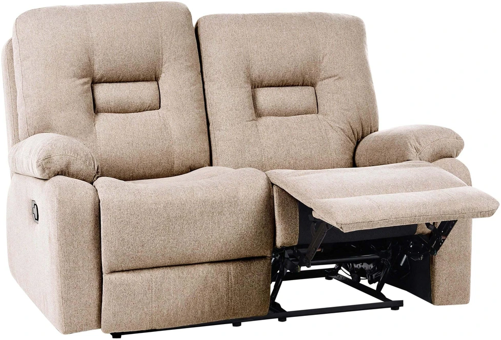 Beliani Dvivietė sofa su mechanine atsipalaidavimo funkcija BERGEN smėlio spalvos