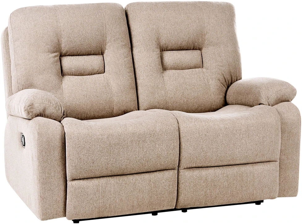 Beliani Dvivietė sofa su mechanine atsipalaidavimo funkcija BERGEN smėlio spalvos