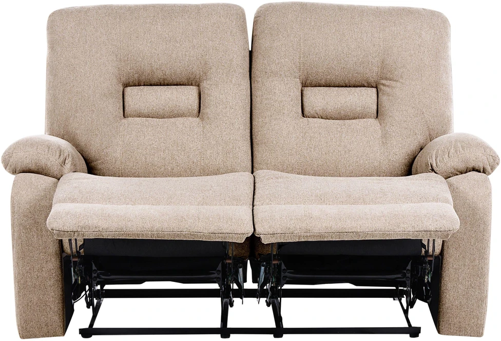 Beliani Dvivietė sofa su mechanine atsipalaidavimo funkcija BERGEN smėlio spalvos