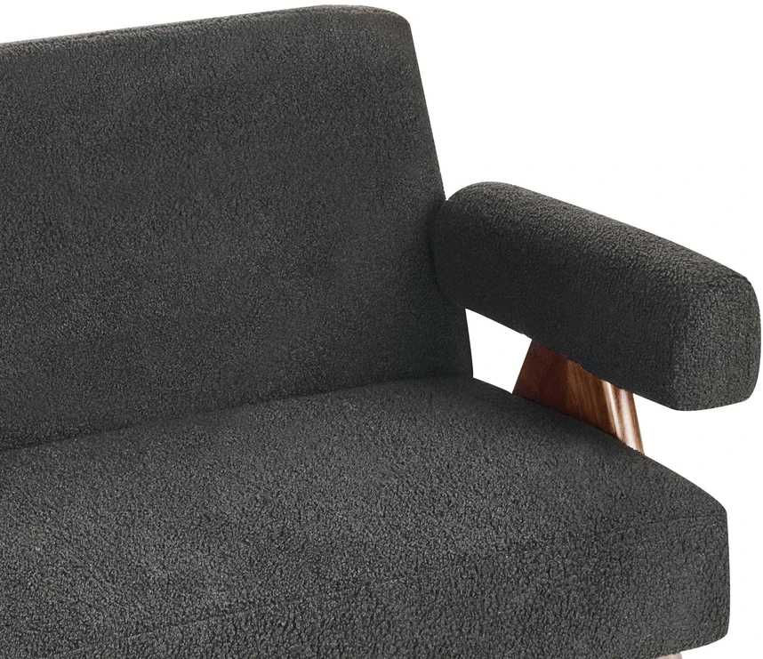 Beliani Dvivietė sofa TAMRE Boucle, juoda / tamsiai ruda