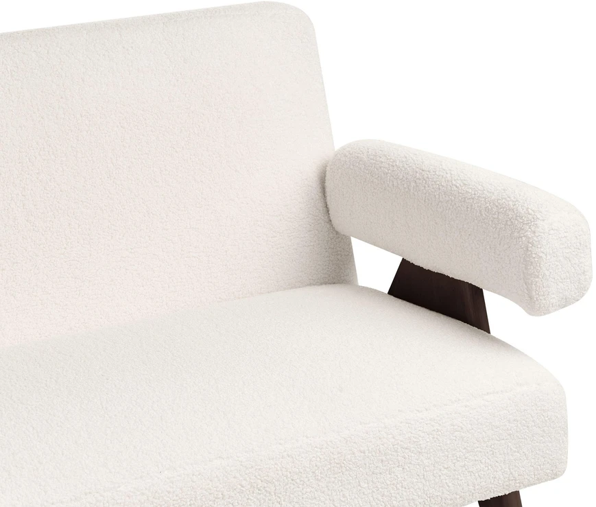 Beliani Dvivietė sofa TAMRE Bouclé, kreminė balta / tamsiai ruda