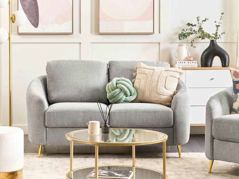 Beliani Dvivietė sofa TROSA šviesiai pilka