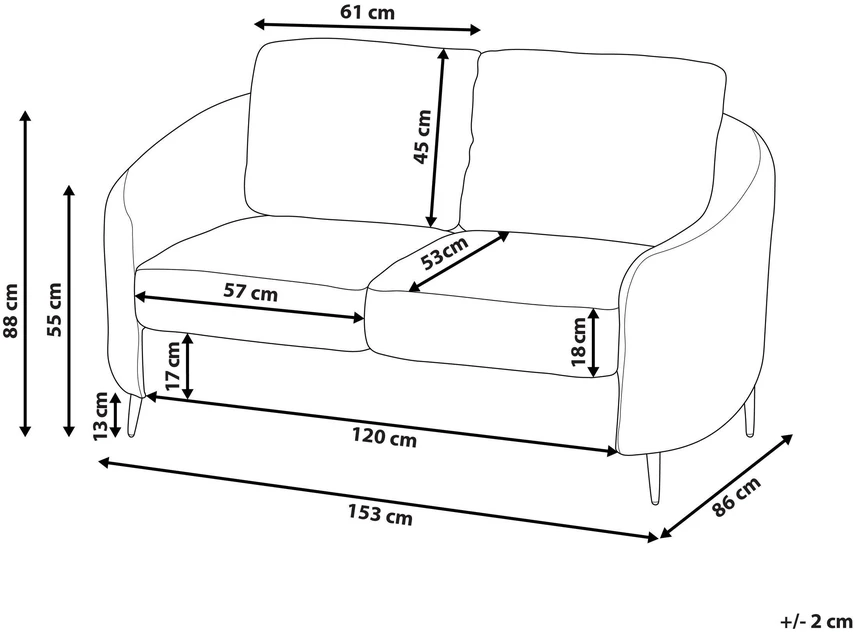 Beliani Dvivietė sofa TROSA šviesiai pilka