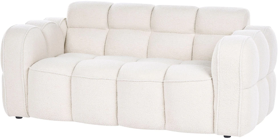 Beliani Dvivietė sofa UTANA Bouclé, kreminės baltos spalvos
