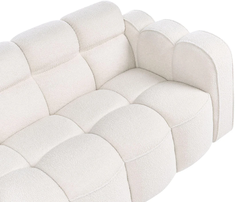 Beliani Dvivietė sofa UTANA Bouclé, kreminės baltos spalvos