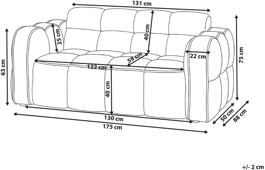 Beliani Dvivietė sofa UTANA Bouclé, kreminės baltos spalvos
