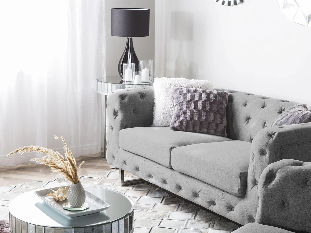 Beliani Dvivietė sofa VISSLAND šviesiai pilka