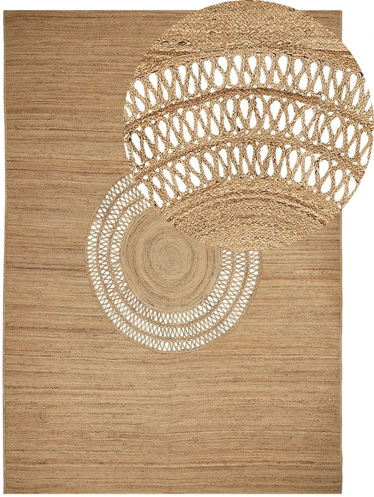 Beliani Džuto kilimas BOGAZOREN smėlio spalvos 160 x 230 cm