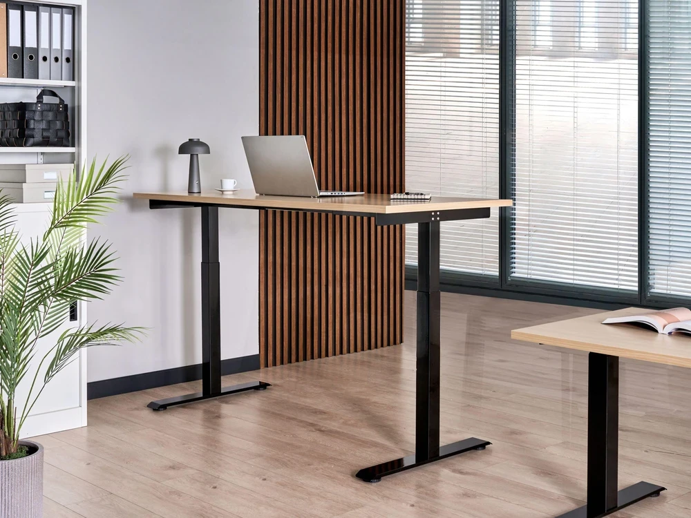 Beliani Elektra reguliuojamas stalas DESTINES juodas / šviesiai rudas 160 cm 72 cm