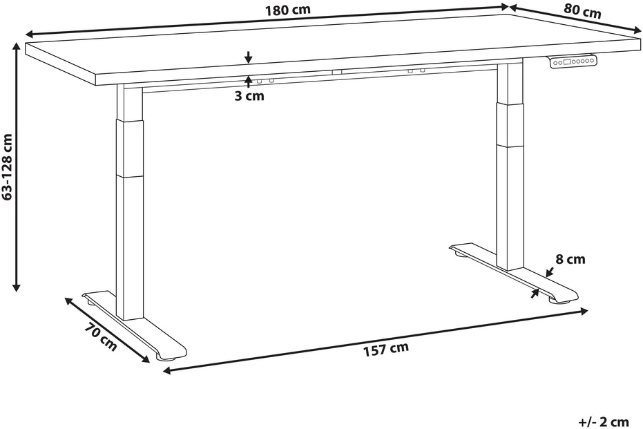 Beliani Elektra reguliuojamas stalas DESTINES juodas/baltas 180 cm 80 cm