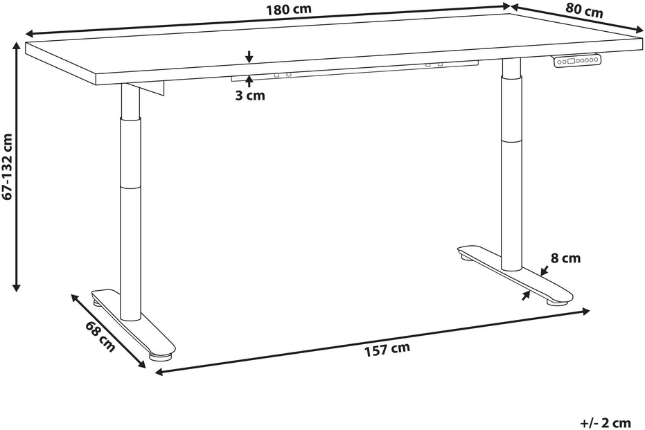 Beliani Elektra reguluojamas stalas DESTINAS, rudas/juodas, 180 cm x 80 cm