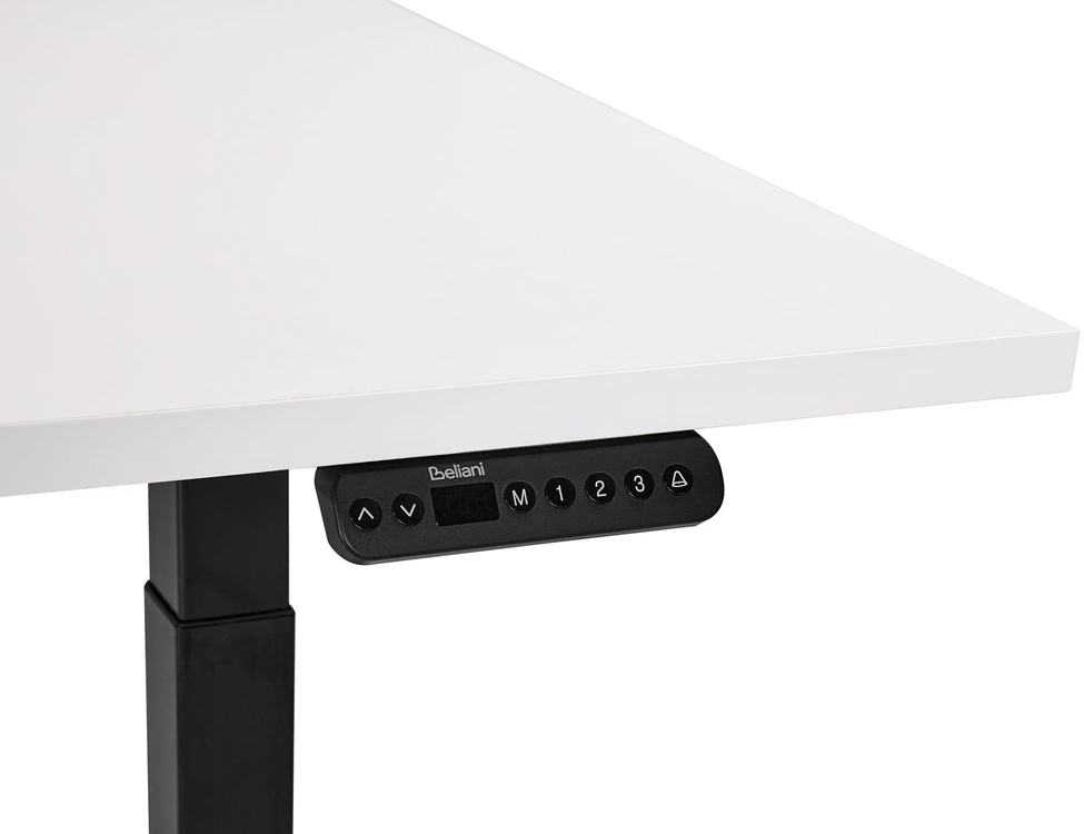 Beliani Elektriškai reguliuojamas rašomasis stalas DESTINES baltas/juodas 120 cm 72 cm