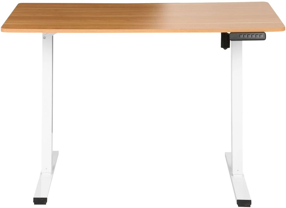 Beliani Elektriškai reguliuojamas rašomasis stalas TAVARES, šviesiai ruda / balta, 120 x 60 cm