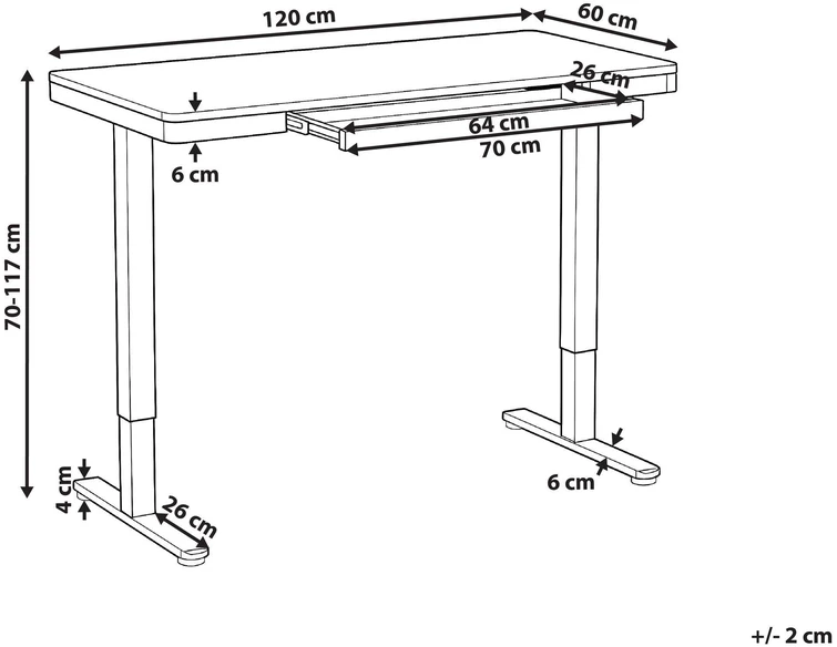 Beliani Elektriškai reguliuojamas stalas PENLY juodas / šviesiai rudas 120 cm 60 cm su USB jungtimi