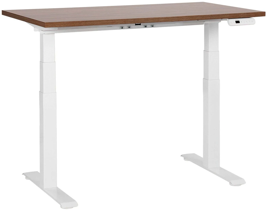 Beliani Elektriškai reguliuojamas stalas DESTINES rudas/baltas 120 cm 72 cm