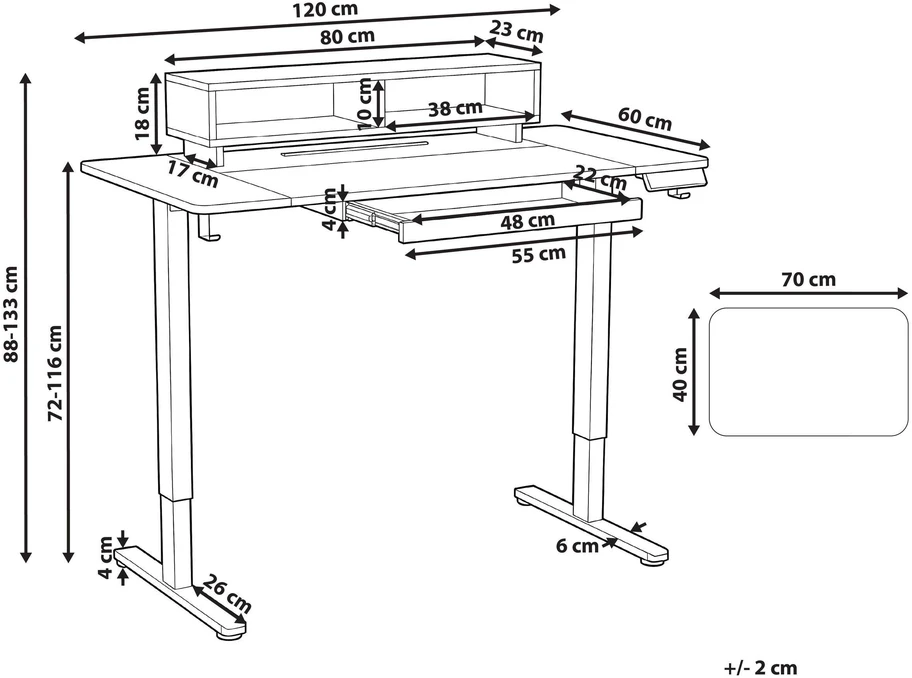 Beliani Elektriškai reguliuojamas stalas LUCAMA, baltas, 120 cm x 60 cm, su USB prievadu