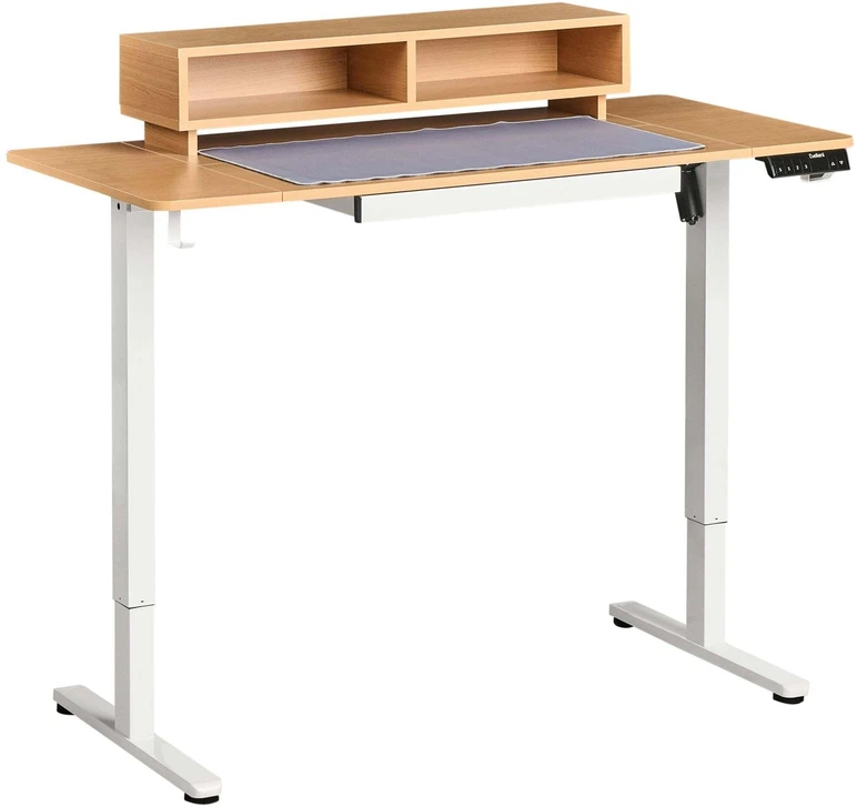 Beliani Elektriškai reguliuojamas stalas LUCAMA šviesiai ruda/balta 120 cm 60 cm su USB jungtimi