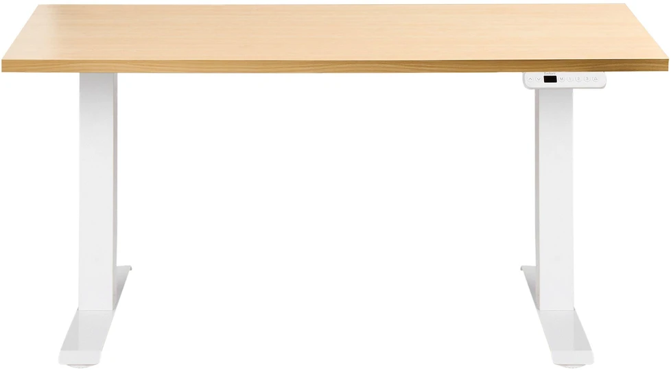Beliani Elektriškai reguliuojamas stalas DESTINES šviesiai rudas / baltas 120 cm 72 cm