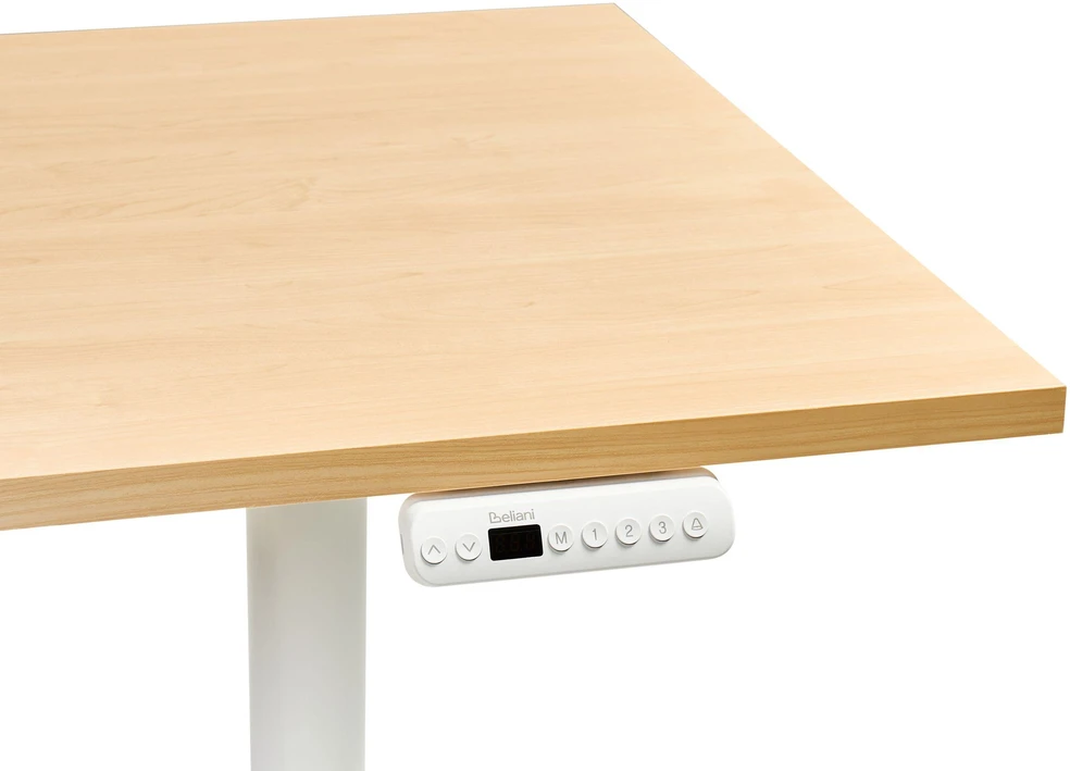 Beliani Elektriškai reguliuojamas stalas DESTINES šviesiai rudas / baltas 160 cm 72 cm