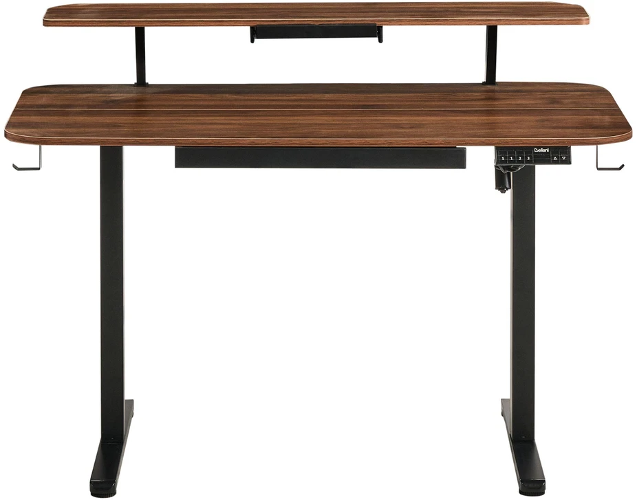 Beliani Elektriškai reguliuojamas stalas WILBANKS rudas / juodas 120 cm 60 cm su USB jungtimi