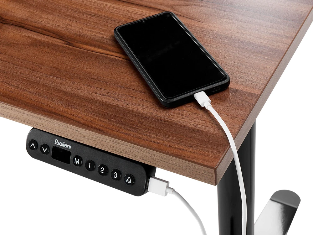 Beliani Elektriškai reguliuojamas stalas DESTINES juodas 120 cm 72 cm