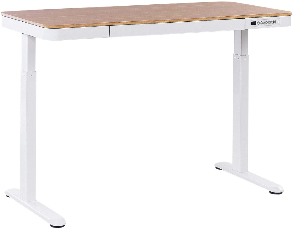 Beliani Elektriškai reguliuojamas stalas KENLY rudas / baltas 120 cm 60 cm su USB jungtimi