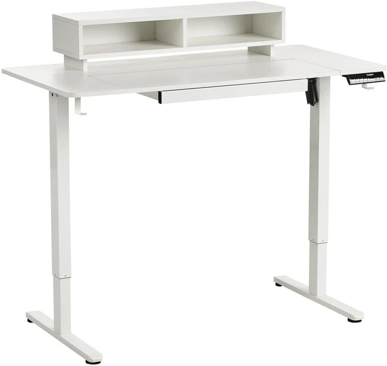 Beliani Elektriškai reguliuojamas stalas LUCAMA, baltas, 120 cm x 60 cm, su USB prievadu
