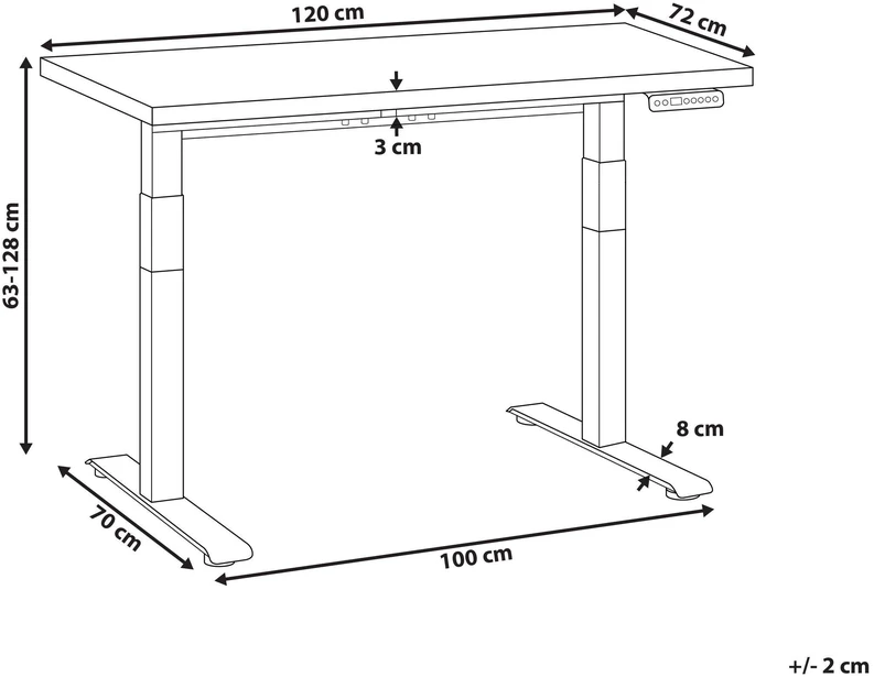 Beliani Elektriškai reguliuojamas stalas DESTINES baltas 120 cm 72 cm